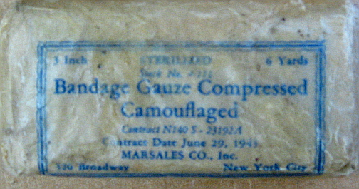 World War II 1943 U.S. Army Bandage Gauze Compressed Camouflaged