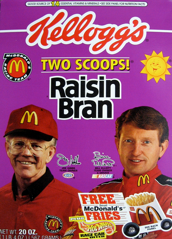 McDonald's Racing NHRA Joe Gibbs / Bill Elliott Raisin Bran Box